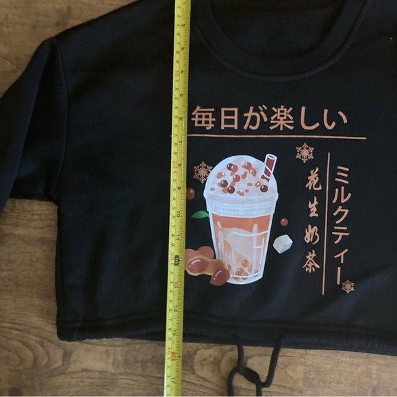 Shein Milk Tee Crop Sweat Top with drawstring, XS - Picture 6 of 8